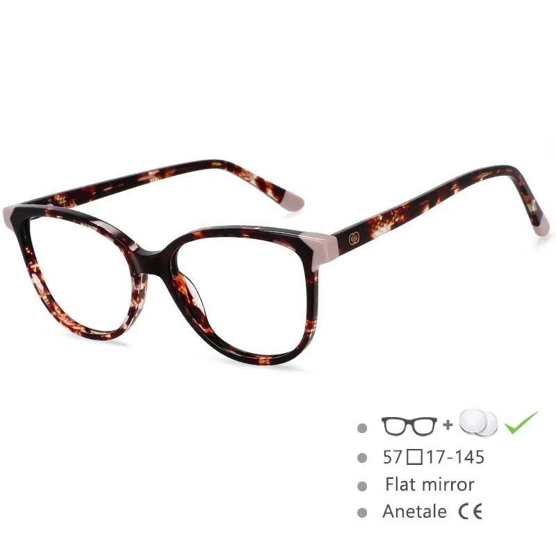 CCspace Women's Full Rim Round Acetate Frame Eyeglasses 54552