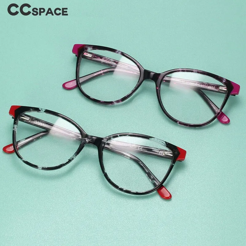 CCspace Women's Full Rim Round Acetate Frame Eyeglasses 54552