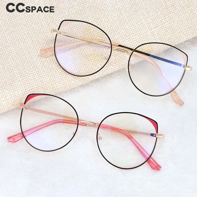 CCspace Women's Full Rim Round Alloy Frame Eyeglasses 54376