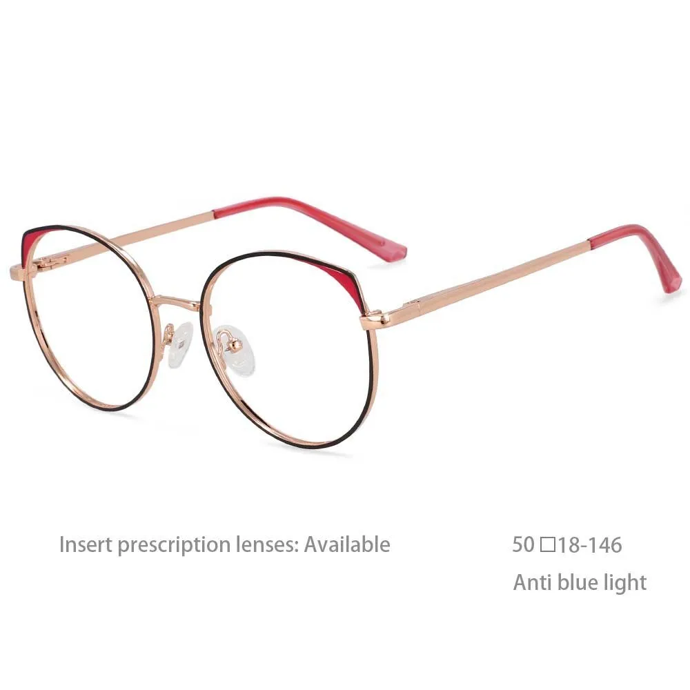 CCspace Women's Full Rim Round Alloy Frame Eyeglasses 54376