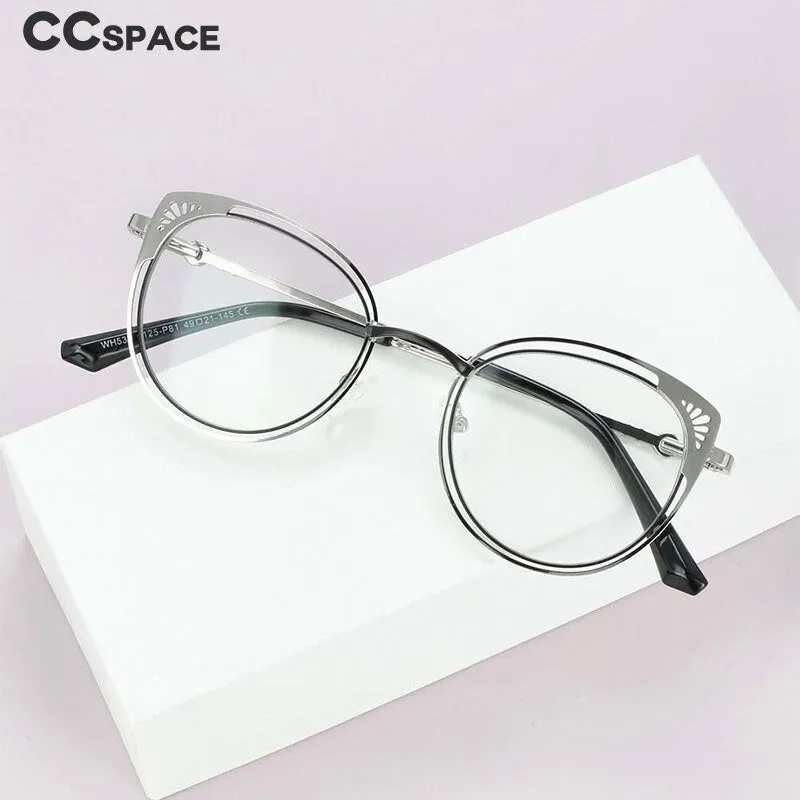 CCspace Women's Full Rim Round Cat Eye Alloy Frame Eyeglasses 54081