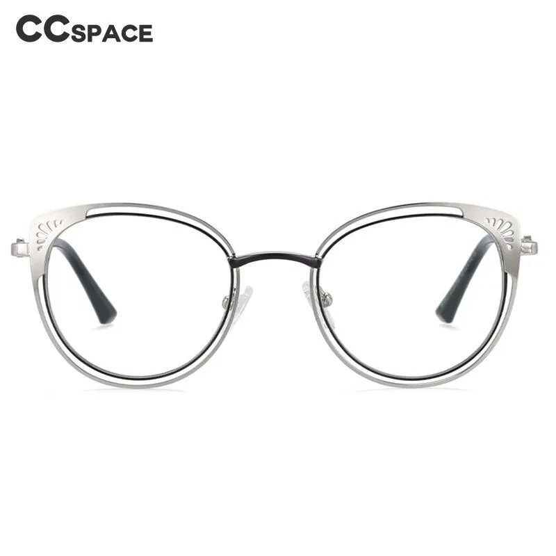 CCspace Women's Full Rim Round Cat Eye Alloy Frame Eyeglasses 54081