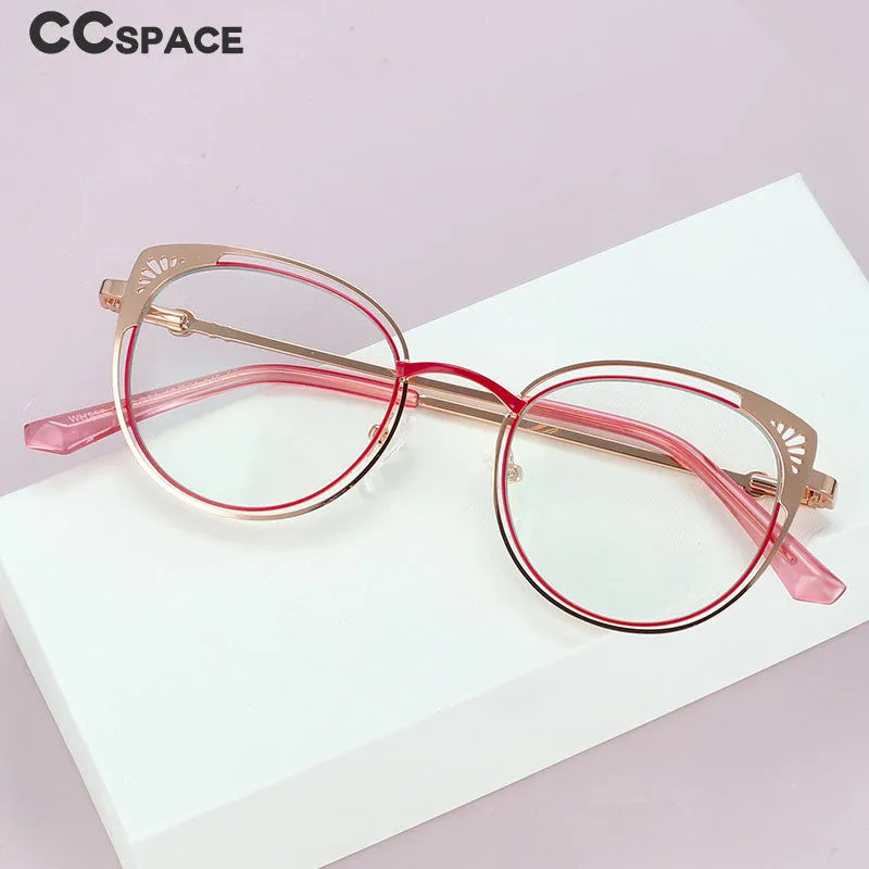 CCspace Women's Full Rim Round Cat Eye Alloy Frame Eyeglasses 54081