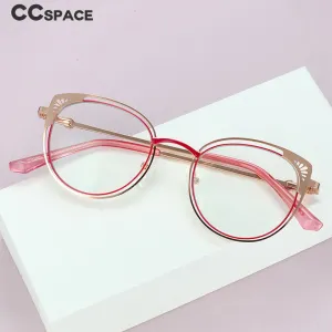 CCspace Women's Full Rim Round Cat Eye Alloy Frame Eyeglasses 54081