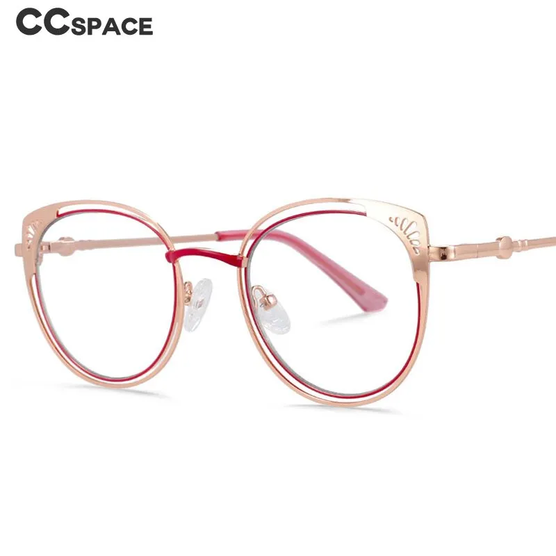 CCspace Women's Full Rim Round Cat Eye Alloy Frame Eyeglasses 54081