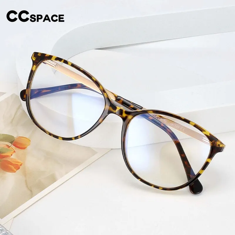 CCspace Women's Full Rim Round Cat Eye Tr 90 Titanium Frame Eyeglasses 54495