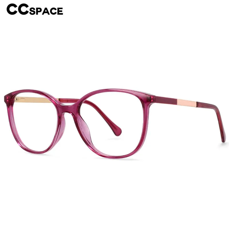 CCspace Women's Full Rim Round Cat Eye Tr 90 Titanium Frame Eyeglasses 54495