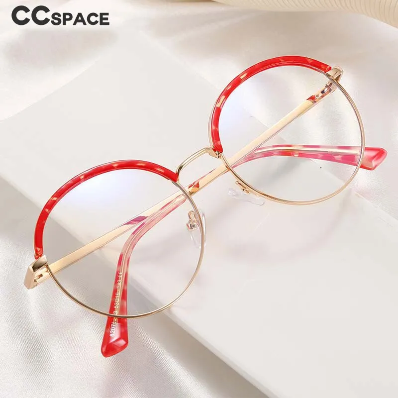 CCspace Women's Full Rim Round Tr 90 Alloy Eyeglasses 55236