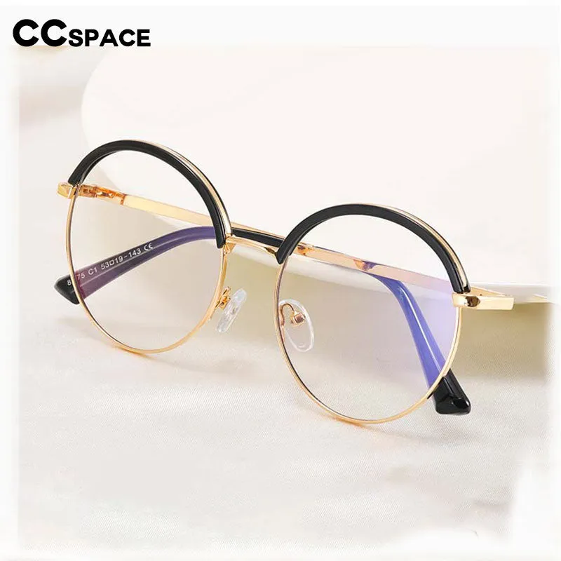 CCspace Women's Full Rim Round Tr 90 Alloy Eyeglasses 55236