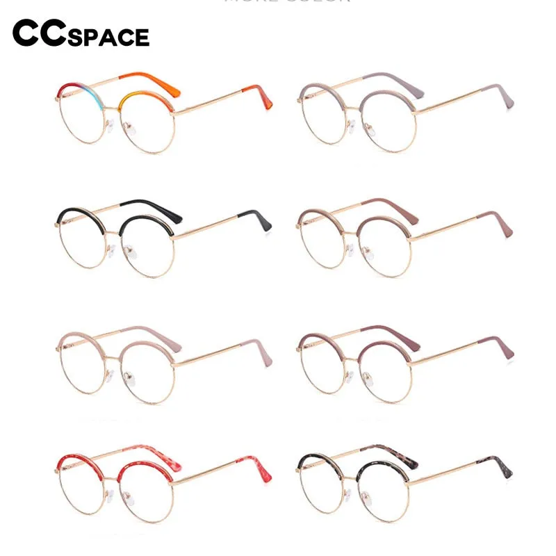 CCspace Women's Full Rim Round Tr 90 Alloy Eyeglasses 55236