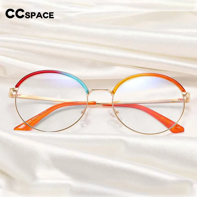 CCspace Women's Full Rim Round Tr 90 Alloy Eyeglasses 55236