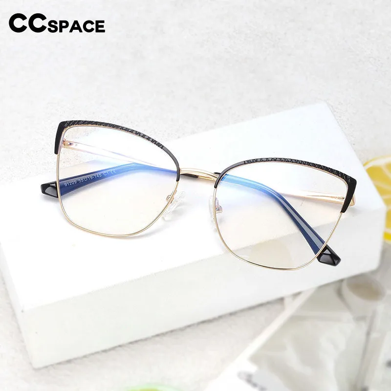 CCspace Women's Full Rim Square Cat Eye Alloy Eyeglasses 54462