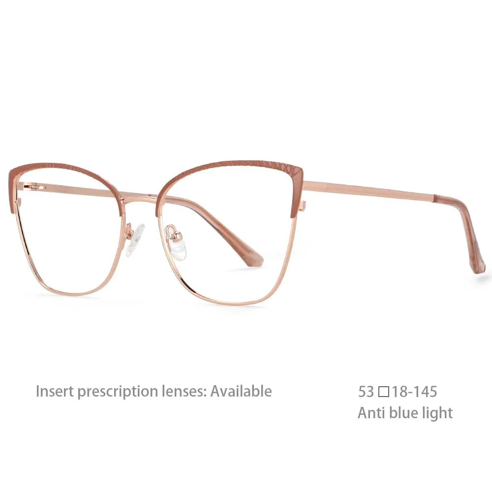 CCspace Women's Full Rim Square Cat Eye Alloy Eyeglasses 54462