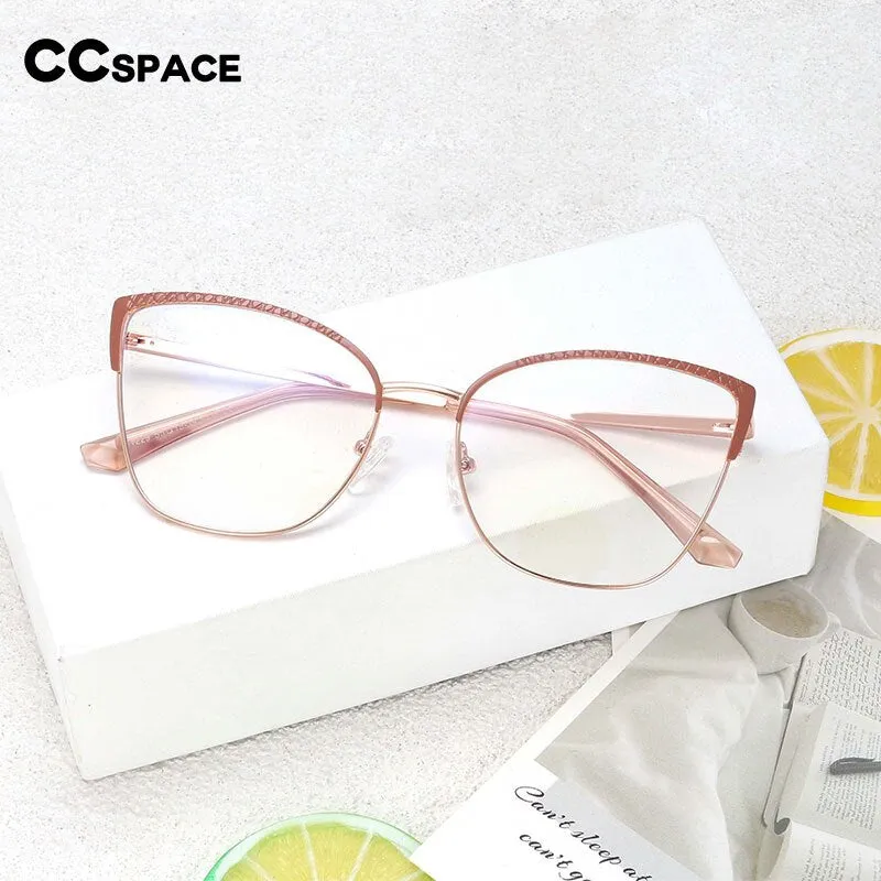 CCspace Women's Full Rim Square Cat Eye Alloy Eyeglasses 54462