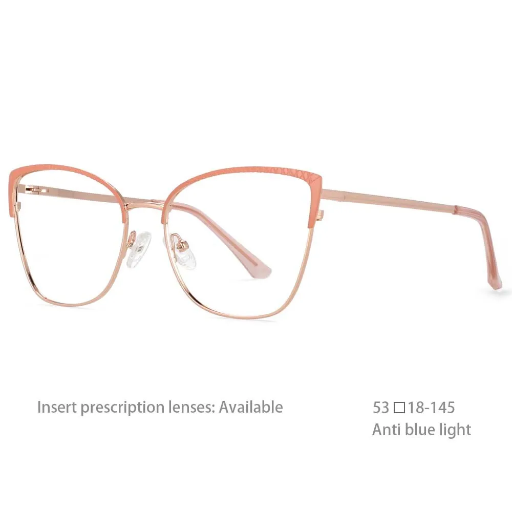 CCspace Women's Full Rim Square Cat Eye Alloy Eyeglasses 54462