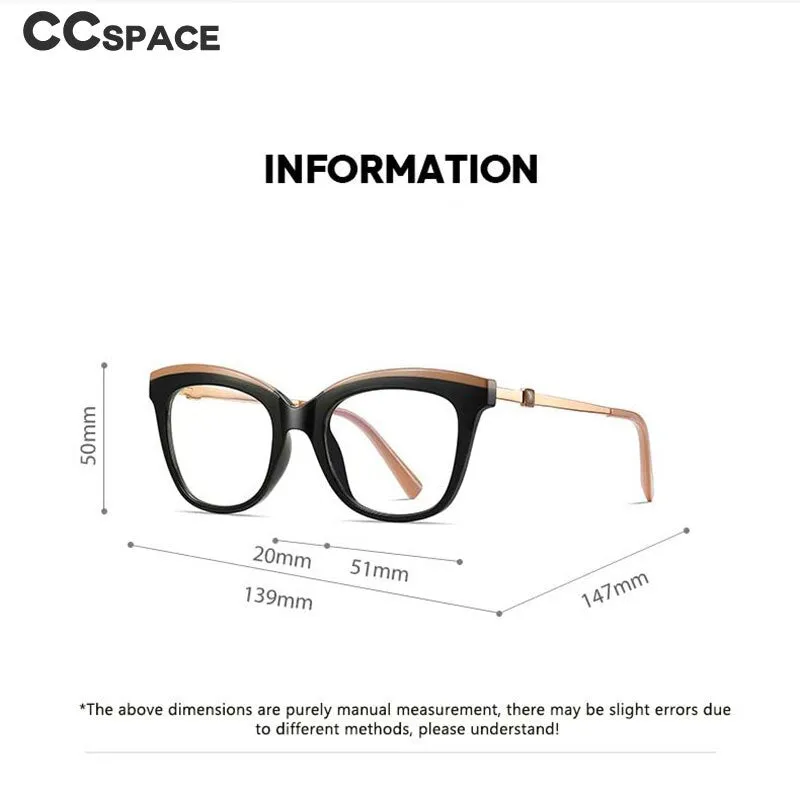 CCspace Women's Full Rim Square Cat Eye Tr 90 Titanium Eyeglasses 54047