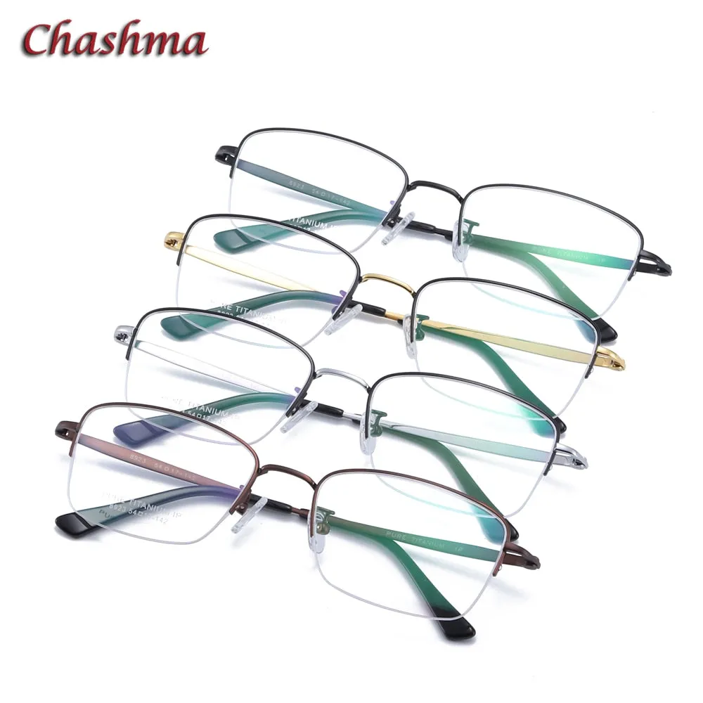 Chashma Ochki Men's Semi Rim Square Titanium Eyeglasses 8923