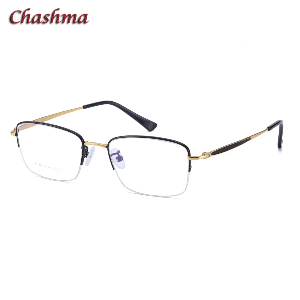 Chashma Ochki Men's Semi Rim Square Titanium Eyeglasses 8923