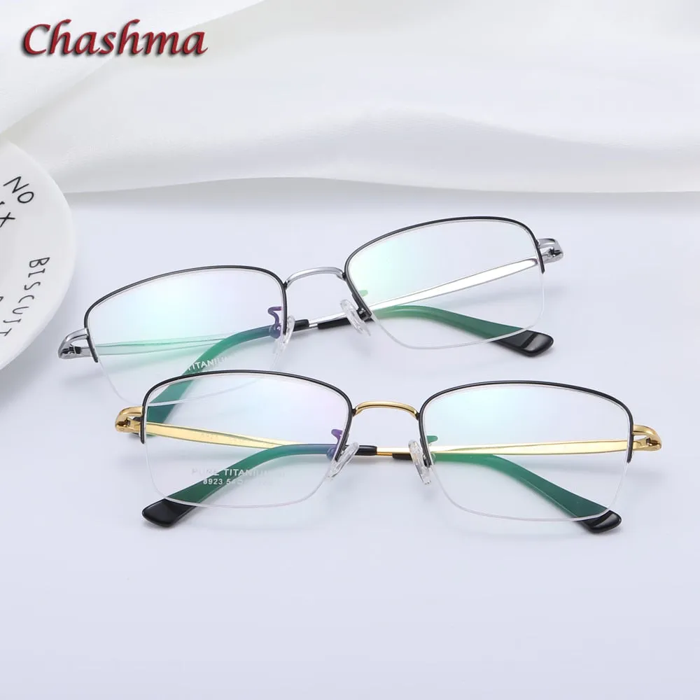 Chashma Ochki Men's Semi Rim Square Titanium Eyeglasses 8923