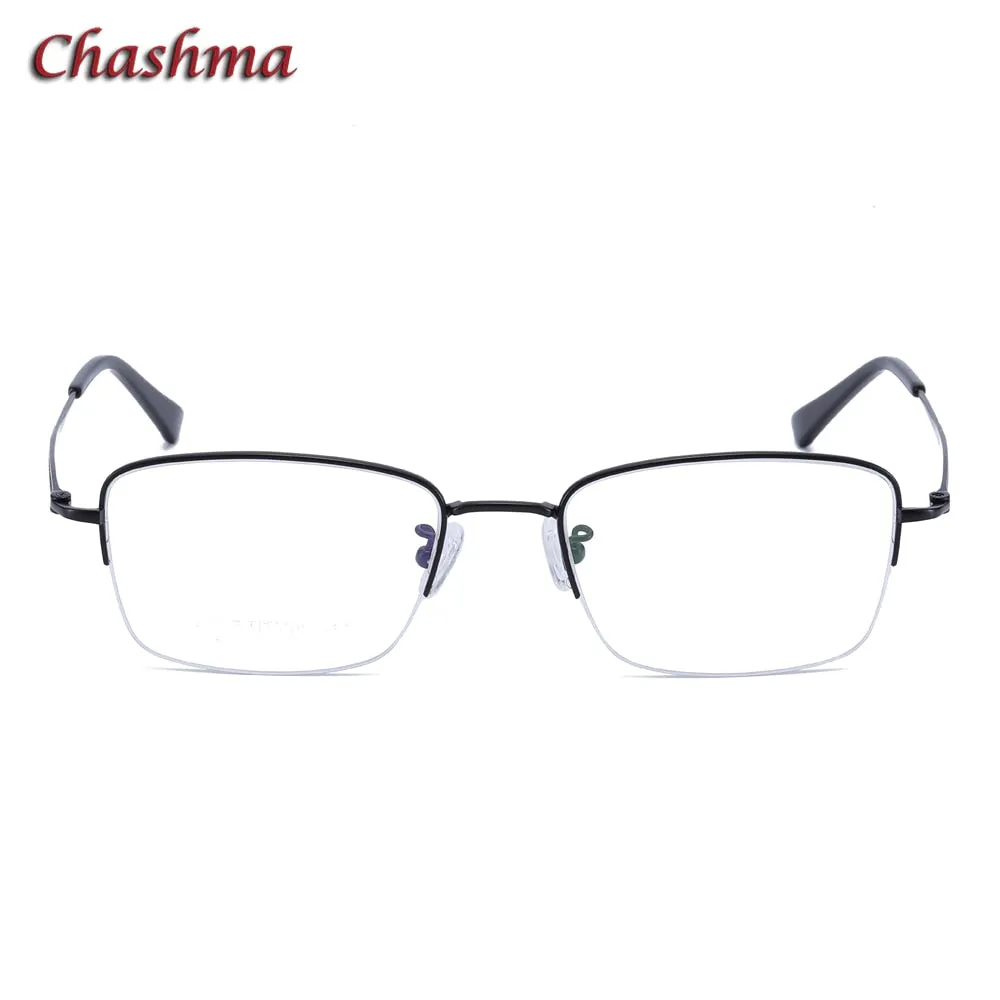 Chashma Ochki Men's Semi Rim Square Titanium Eyeglasses 8923