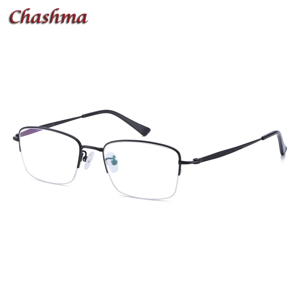 Chashma Ochki Men's Semi Rim Square Titanium Eyeglasses 8923