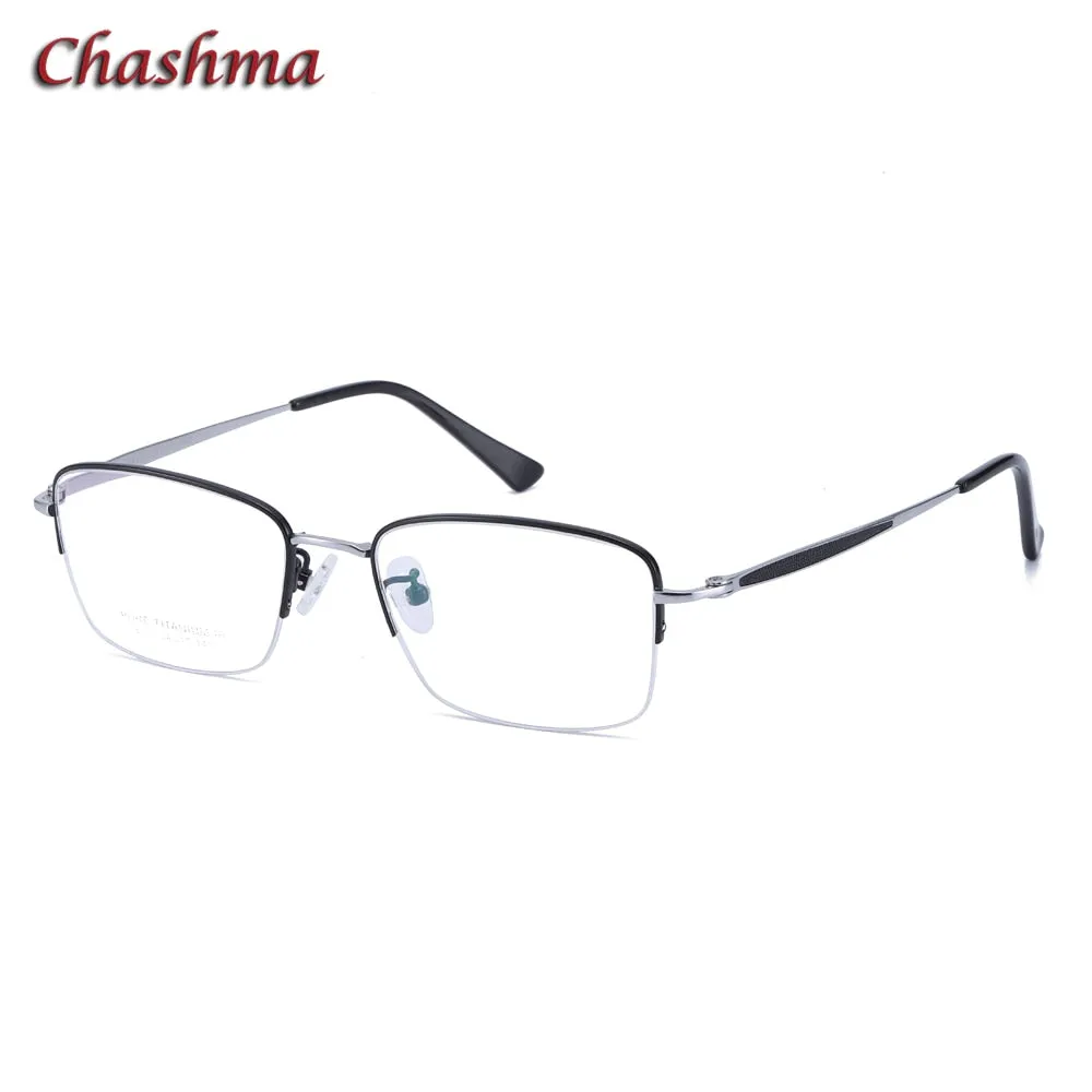 Chashma Ochki Men's Semi Rim Square Titanium Eyeglasses 8923