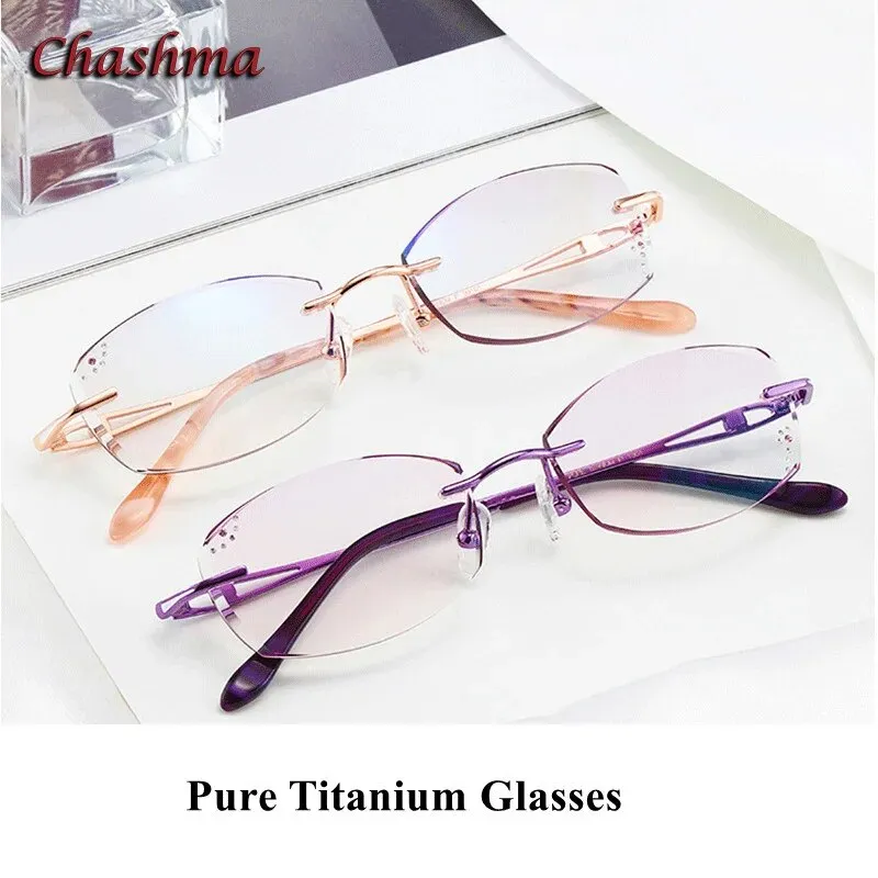 Chashma Ochki Women's Rimless Square Titanium Eyeglasses 99102