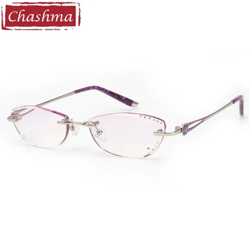 Chashma Women's Rimless Cat Eye Oval Titanium Alloy Eyeglasses 58061