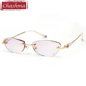 Chashma Women's Rimless Cat Eye Oval Titanium Alloy Eyeglasses 58061