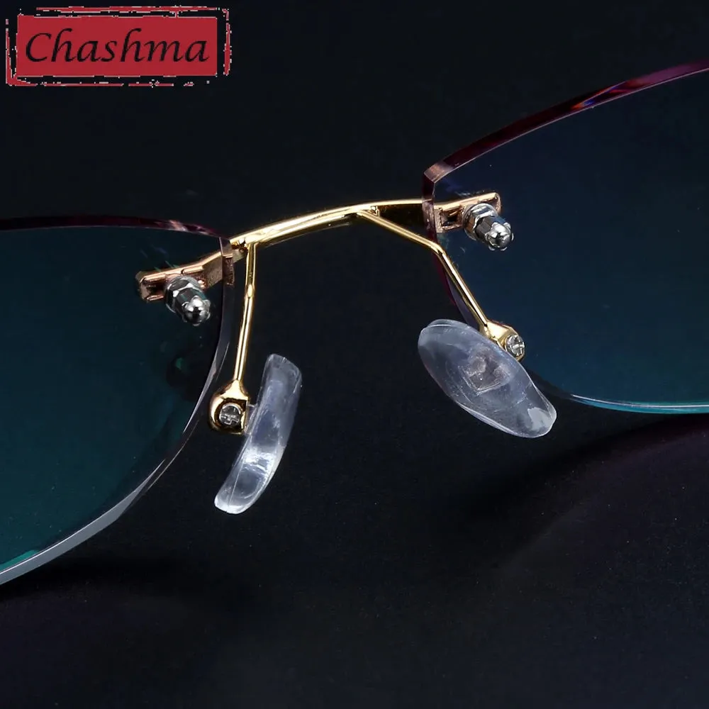 Chashma Women's Rimless Cat Eye Oval Titanium Alloy Eyeglasses 58061