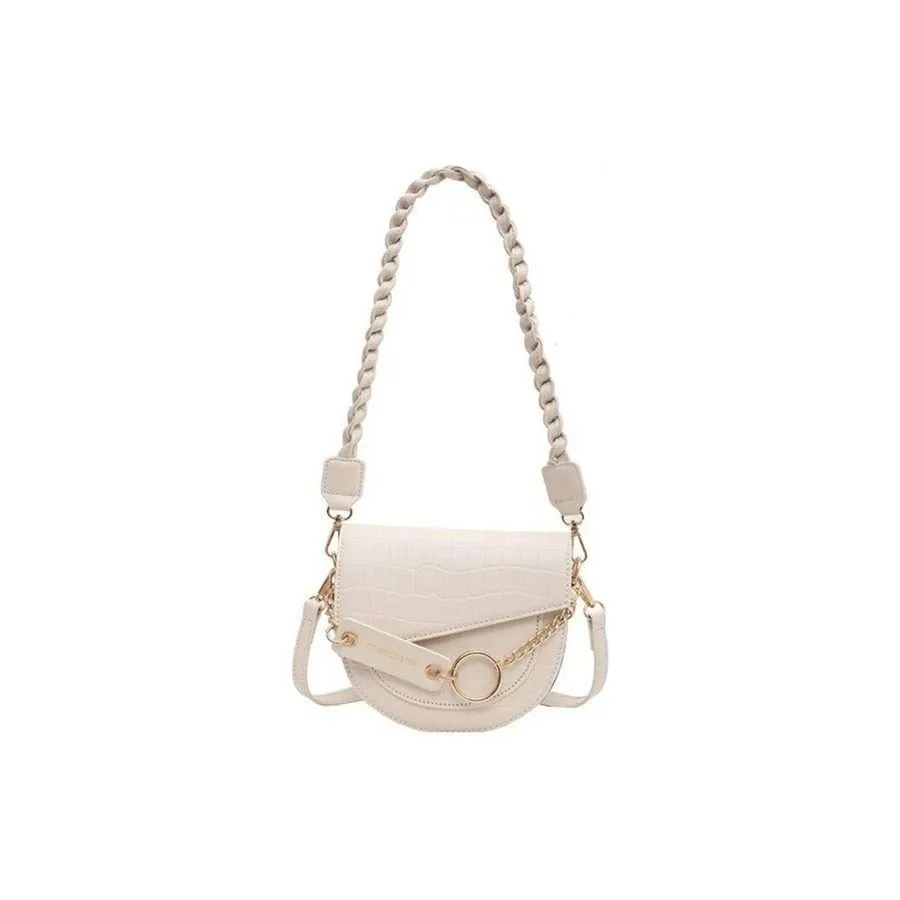 Chic CrocLuxe Hasp Chain Crossbody Shoulder Bag