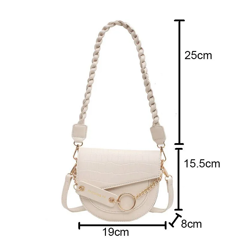 Chic CrocLuxe Hasp Chain Crossbody Shoulder Bag