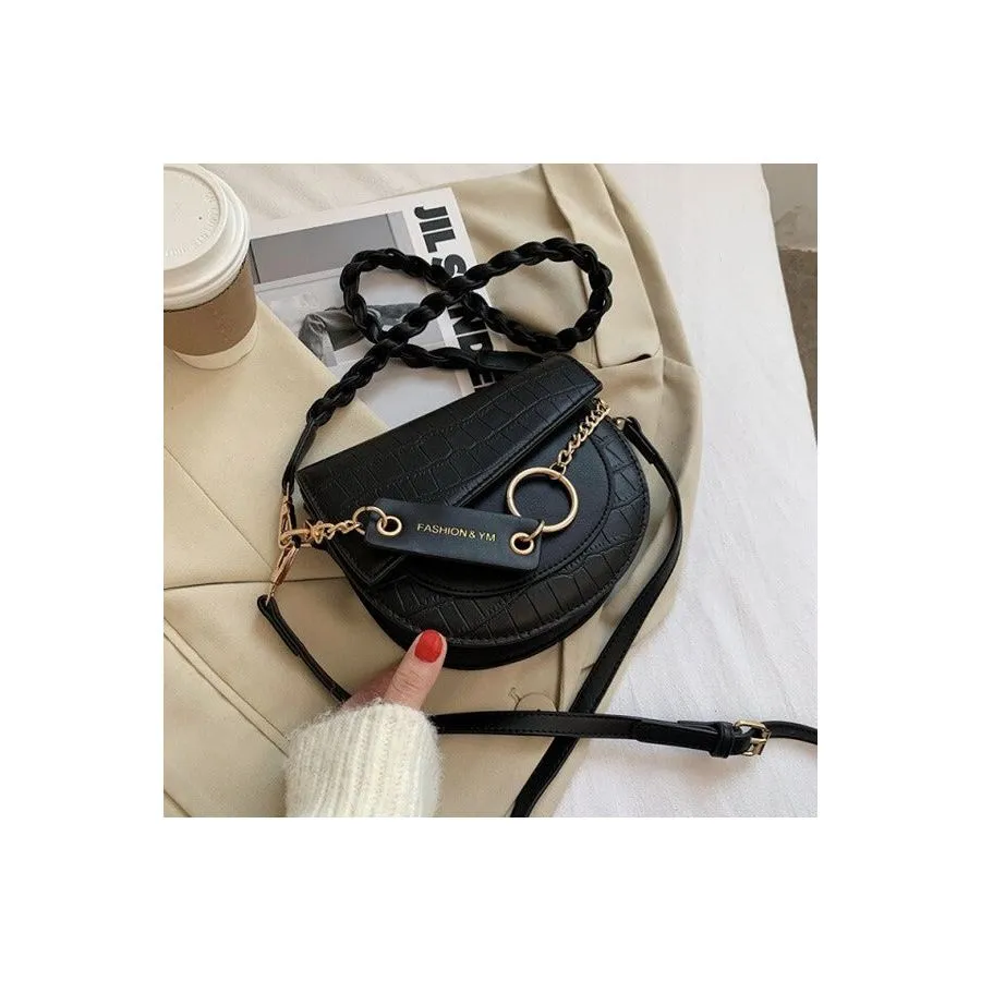 Chic CrocLuxe Hasp Chain Crossbody Shoulder Bag