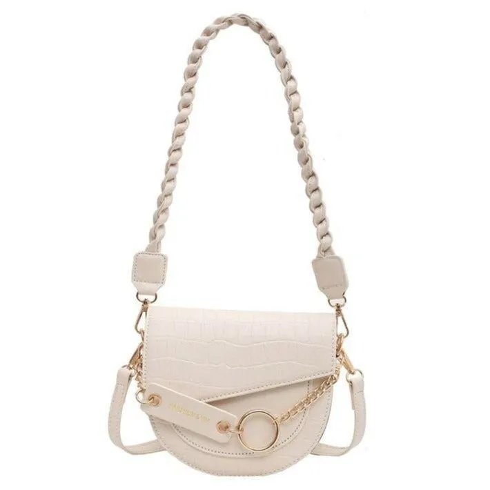 Chic CrocLuxe Hasp Chain Crossbody Shoulder Bag