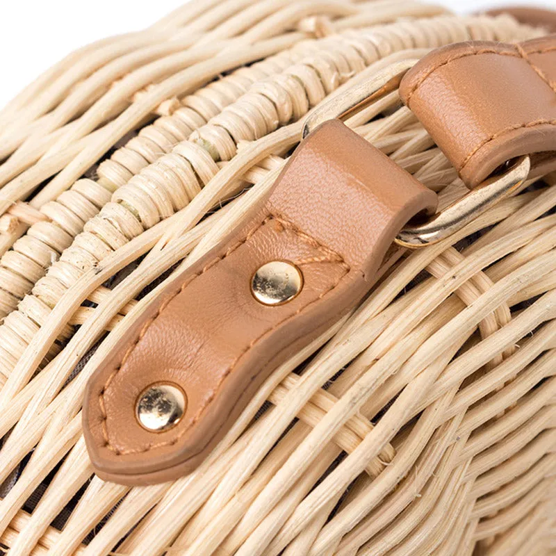 Circular Bohemian Bali Rattan Beach Handbag