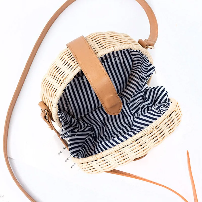 Circular Bohemian Bali Rattan Beach Handbag