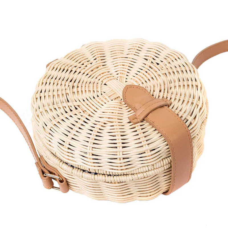 Circular Bohemian Bali Rattan Beach Handbag