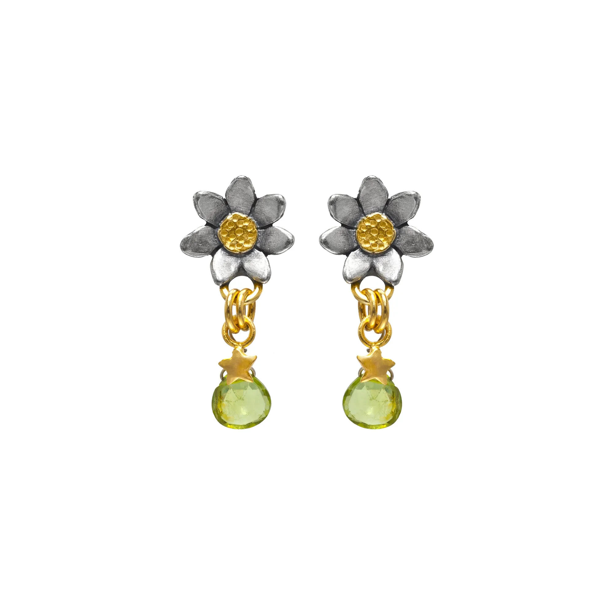 Classic Flower Stone Drop Earrings