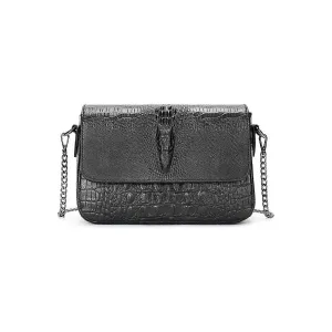 CrocLeather Chic Square Crossbody Shoulder Bag