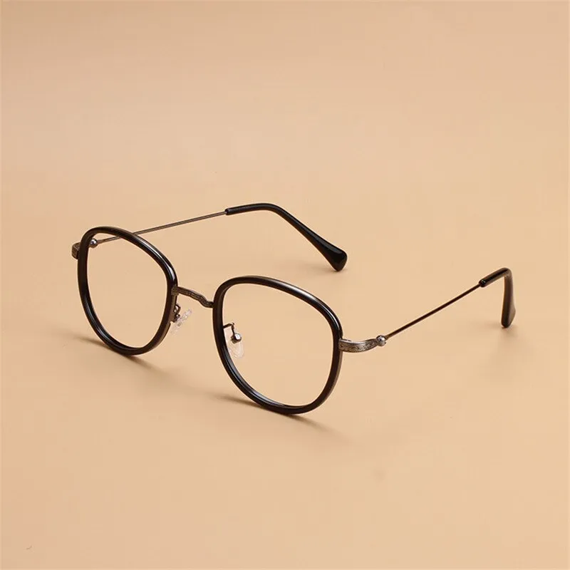 Cubojue Unisex Full Rim Irregular Square Alloy Hyperopic Reading Glasses