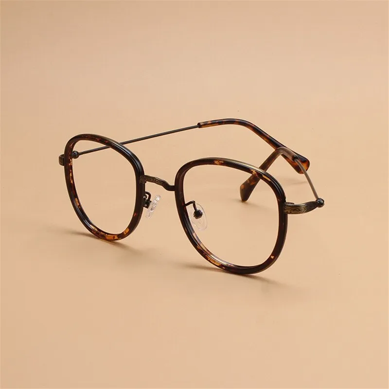 Cubojue Unisex Full Rim Irregular Square Alloy Hyperopic Reading Glasses