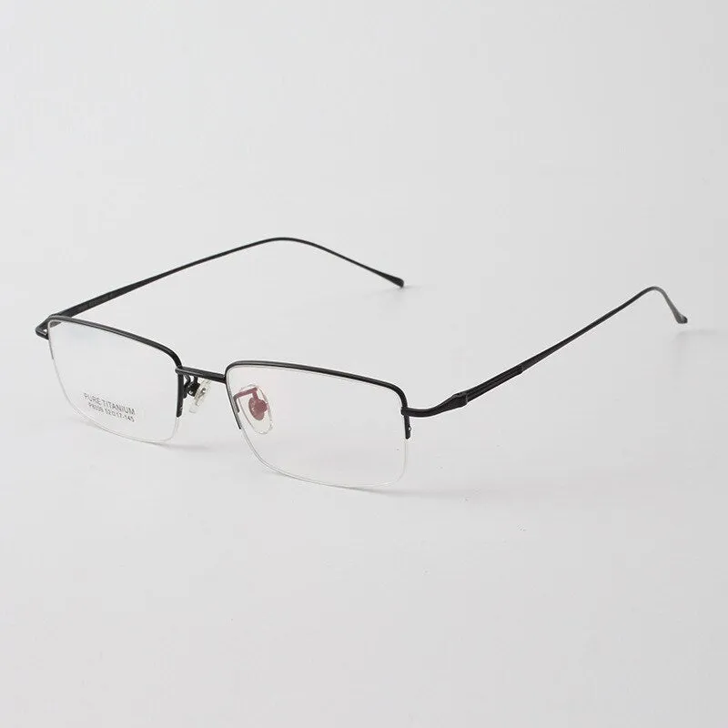 Cubojue Unisex Semi Rim Square Titanium Reading Glasses