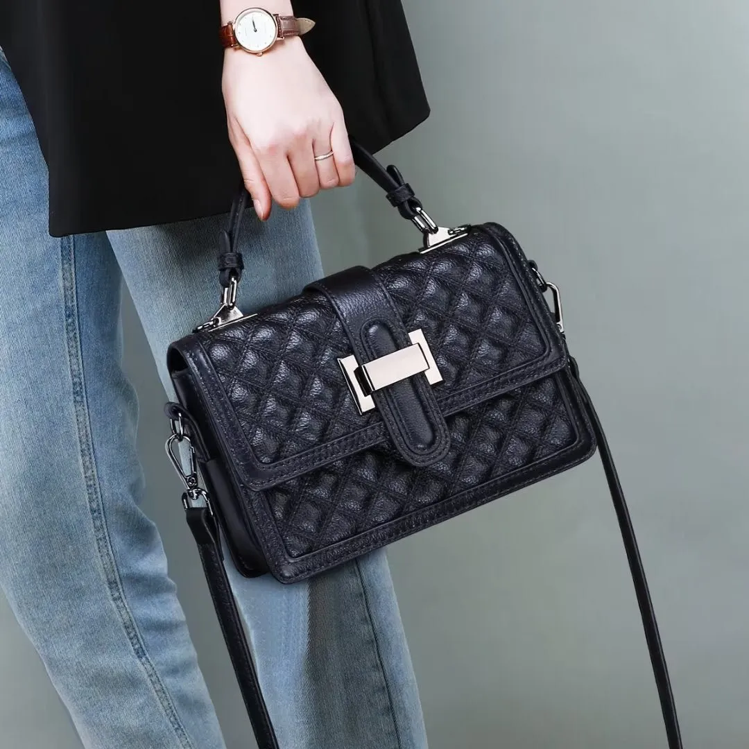 Exotic Chic Leather Hasp Closure Shoulder Bag