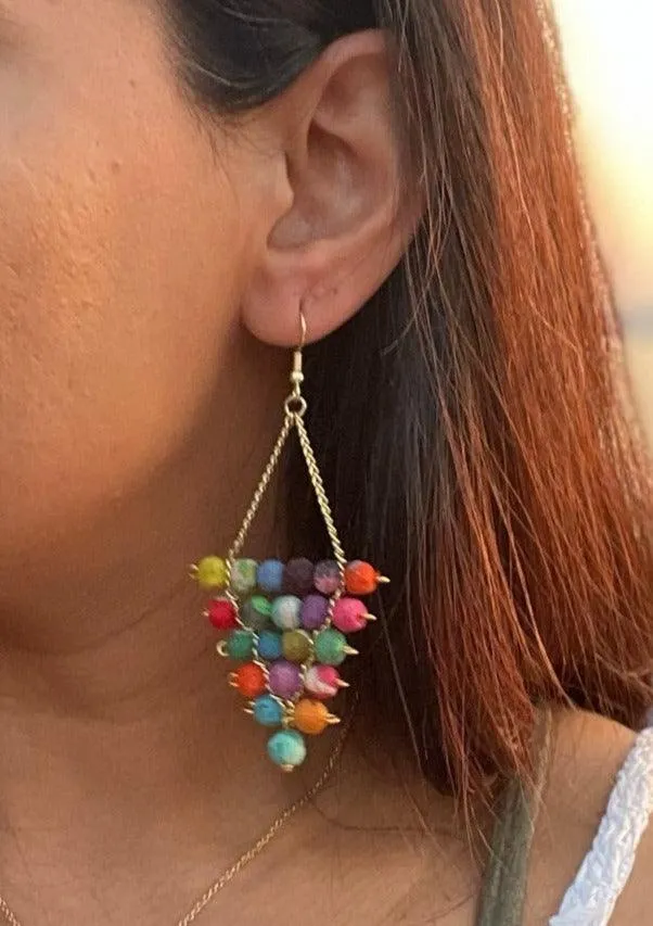 Fair Trade Grape Earrings with Upcycled Cotton Fabric