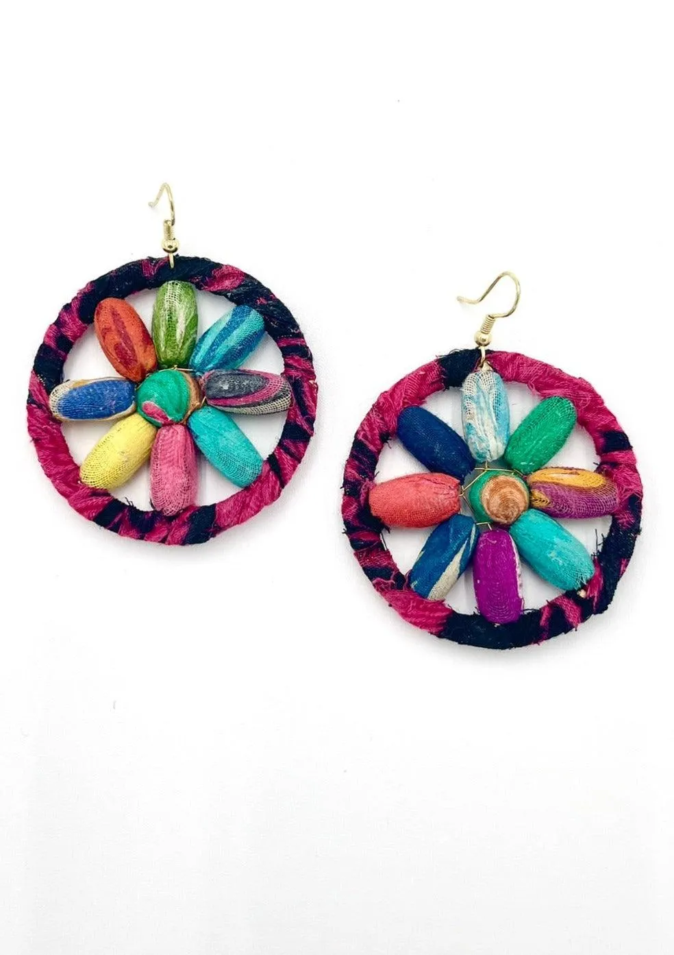 Fair Trade, Hoops/Earrings with Upcycled Cotton Fabric