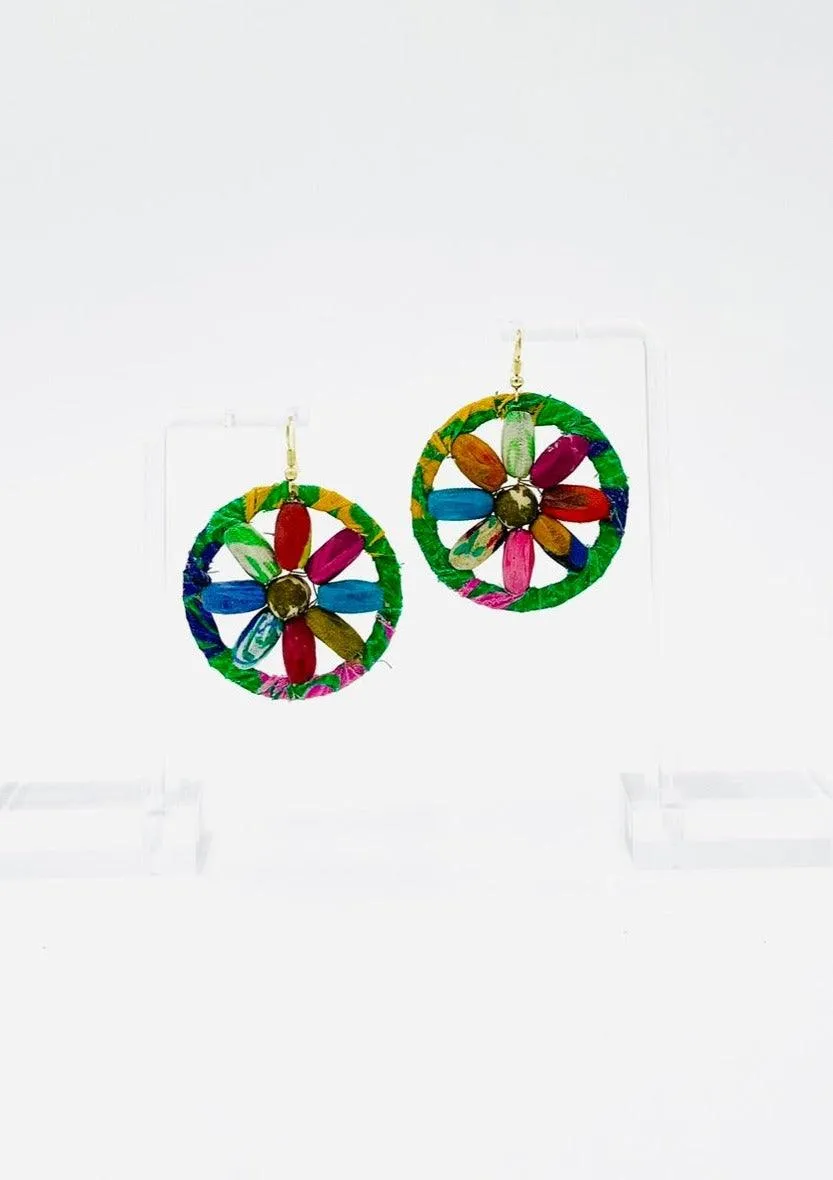 Fair Trade, Hoops/Earrings with Upcycled Cotton Fabric