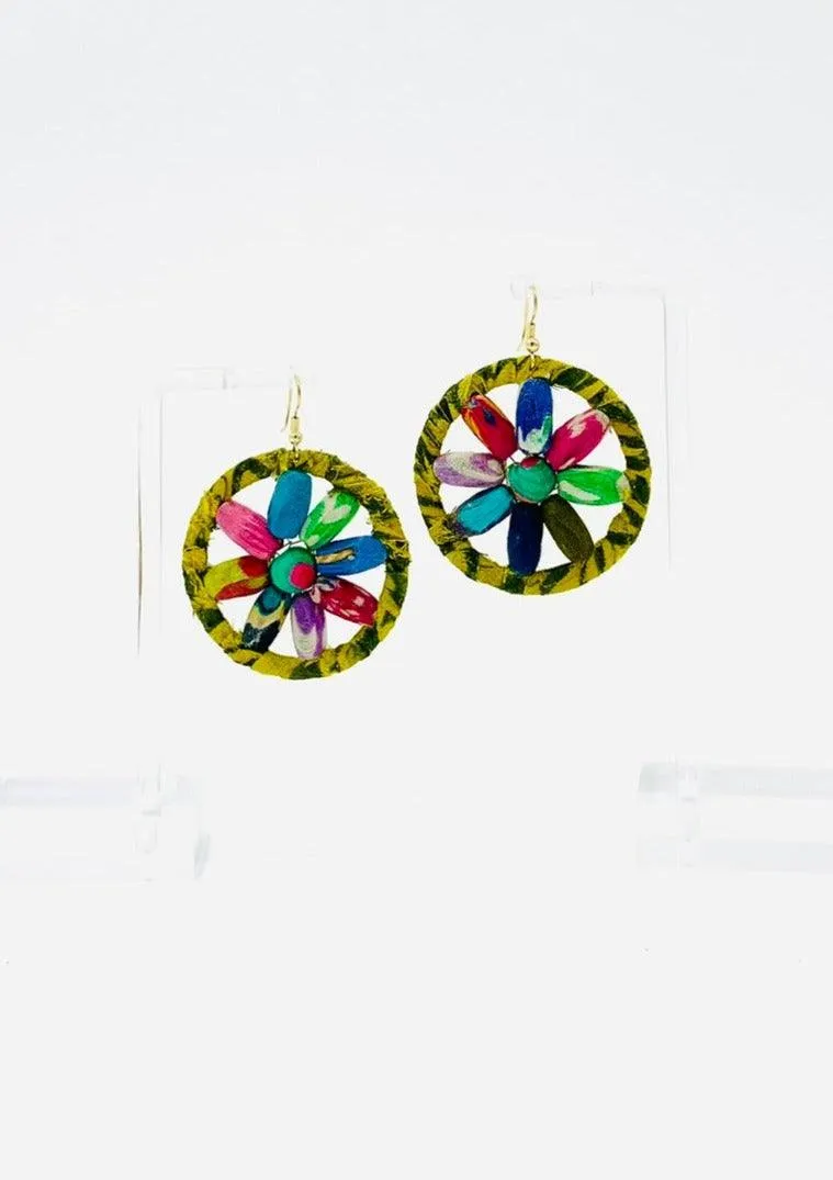 Fair Trade, Hoops/Earrings with Upcycled Cotton Fabric