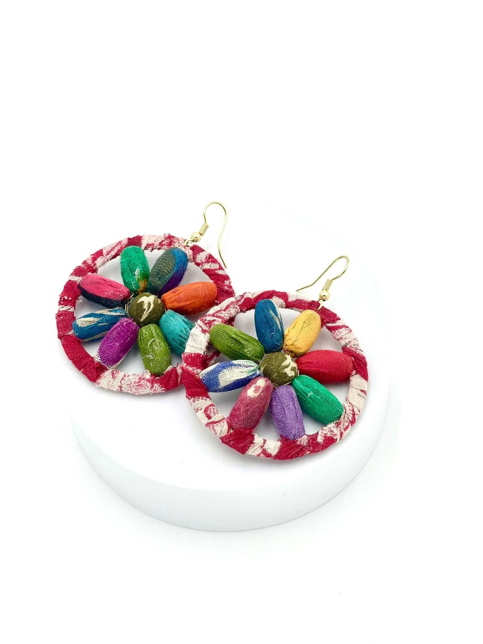 Fair Trade, Hoops/Earrings with Upcycled Cotton Fabric