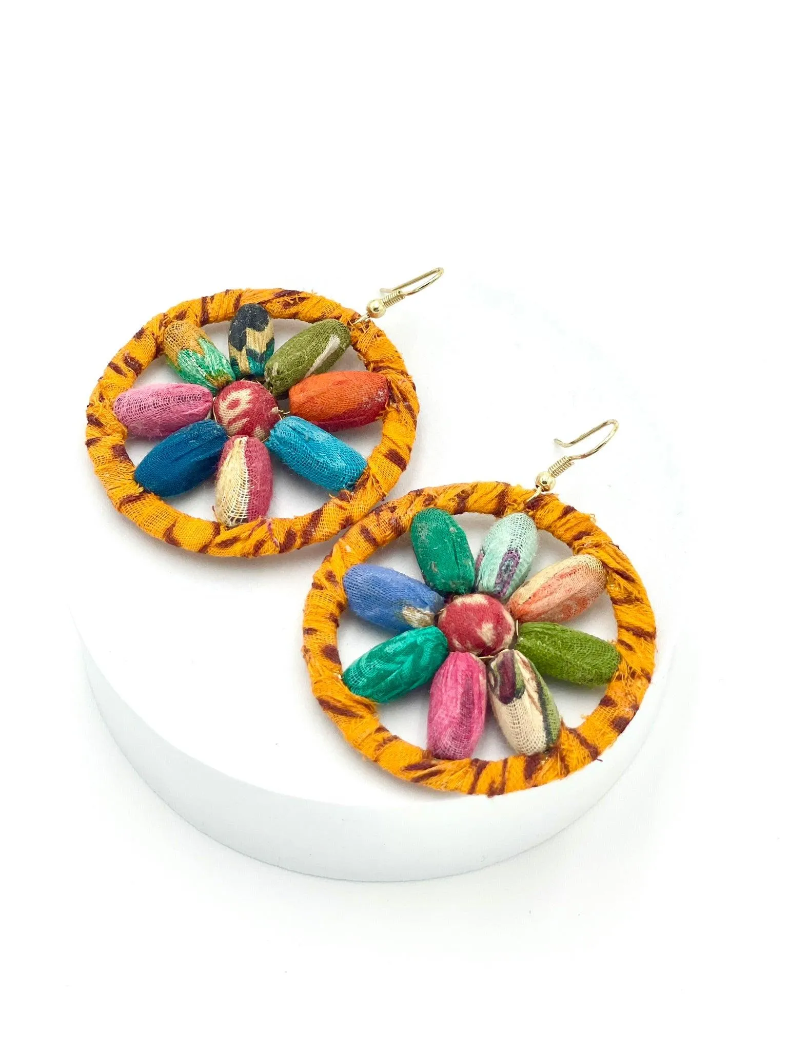 Fair Trade, Hoops/Earrings with Upcycled Cotton Fabric