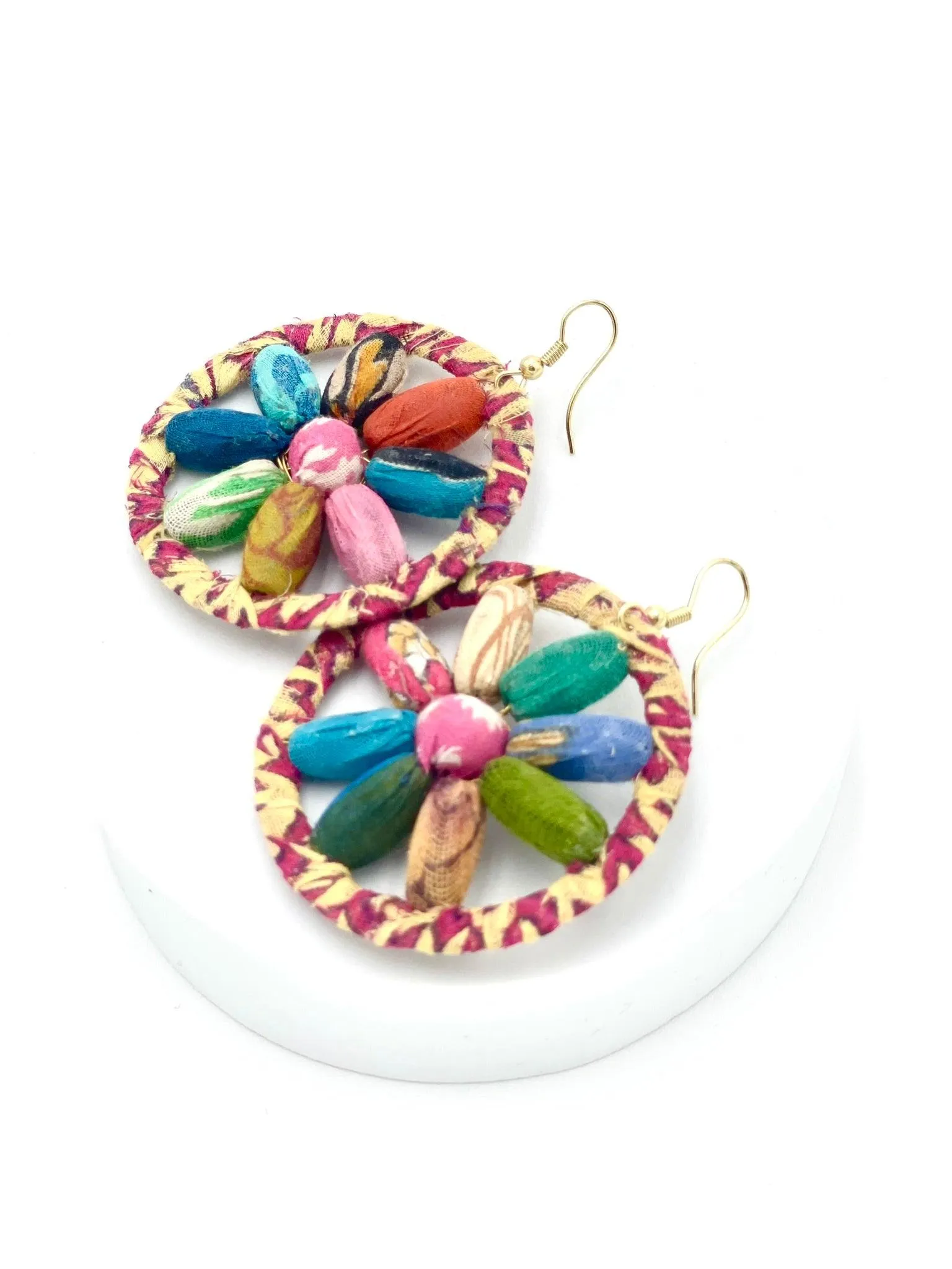 Fair Trade, Hoops/Earrings with Upcycled Cotton Fabric